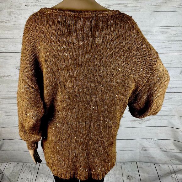 Sanctuary Clothing Oversized Sweater Brown Shimmery Sequins - Picture 9 of 12